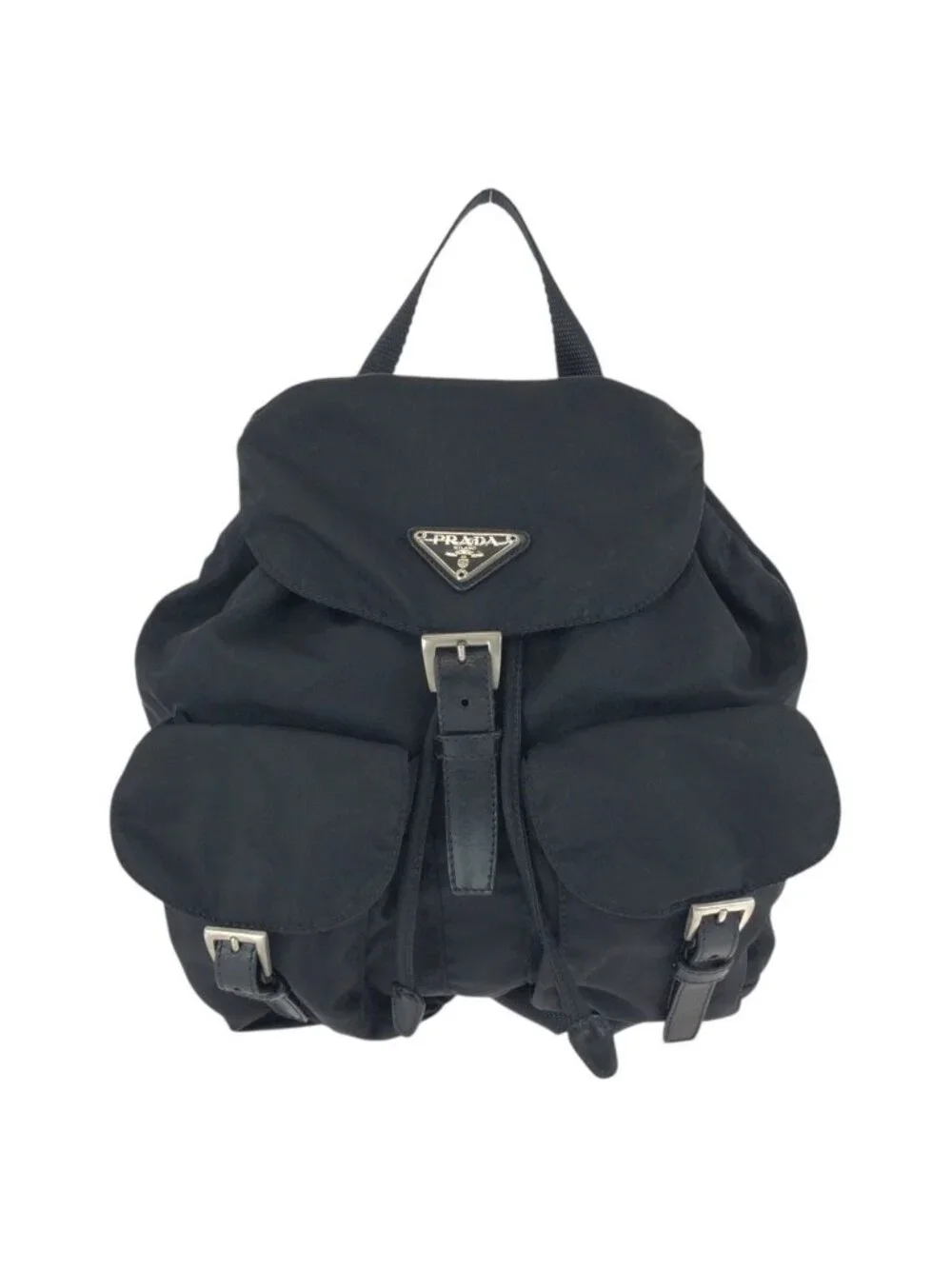 Prada Tessuto Black Silver Nylon Leather Backpack